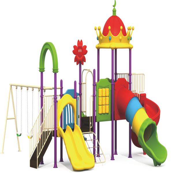 kids rainbow outdoor playset swing and slide