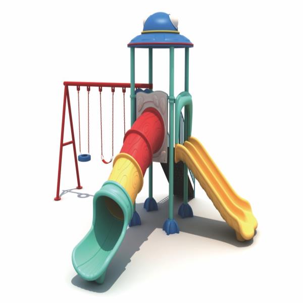 kids rainbow outdoor playset swing and slide