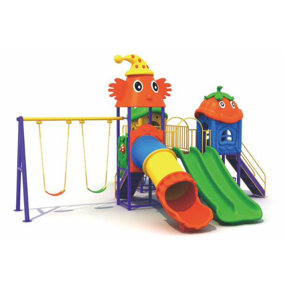 outdoor kids tube slide and swing