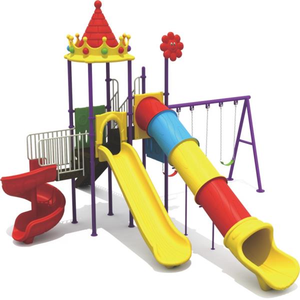 kindergarten double swing & slide playset