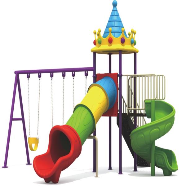 kindergarten large toys plastic with tube slide & swing for kids 