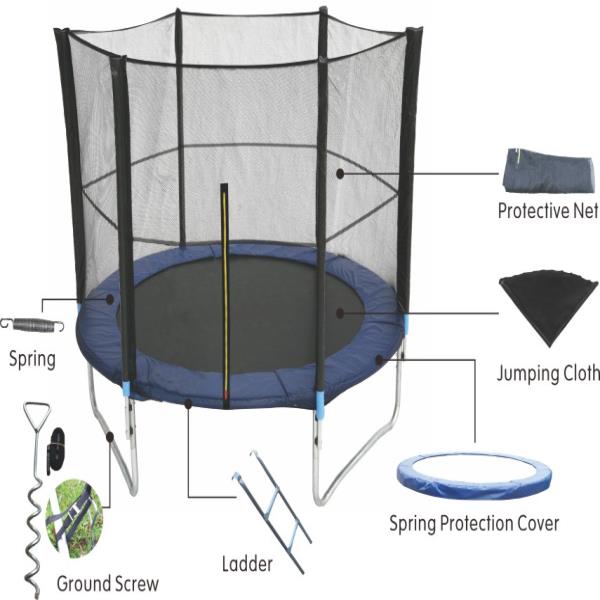 Trampoline with protective net 