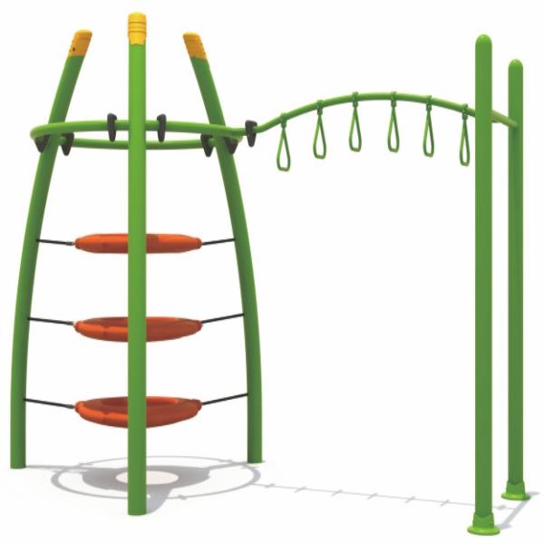 Triangle climber & monkey bar playground 